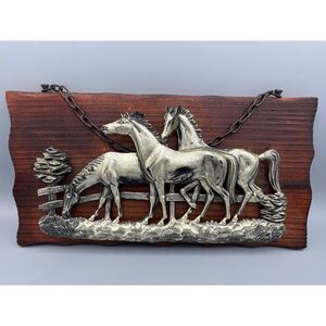 Vintage Horse Plaque Wood 3-D Relief Art Wall Hanging West Germany